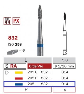 Diaswiss 832 modrá, 6ks/balení - 014 mm