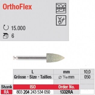 Gumki do usuwania kleju Edenta OrthoFlex 1332RA szarobeżowe, stożek ostry na kątnicę, zgrubne