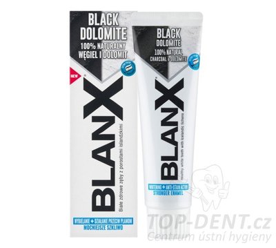 BlanX Black DOLOMITE bělící zubní pasta s černým uhlím a lišejníkem, 75ml