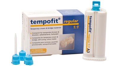 tempofit® regular 1:1 - Standardpackung 50 ml Doppelkartusche A2, 10 Mischkanülen