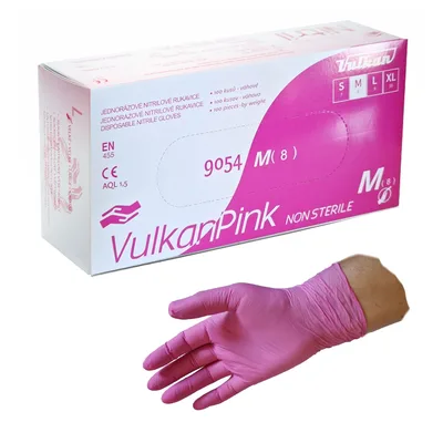 Rukavice VulkanPink Nitril růžové 100ks - L