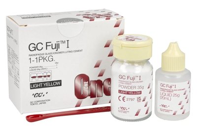GC Fuji I One zestaw proszek 35 g + płyn 20 ml - jasnożółty
