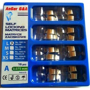 Matryce zaciskowe Anger 1002B na trzonowce 0,050mm 16 szt/opak.