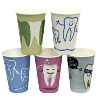 Papírové kelímky s motivem zubů, sortiment 180ml, 2000ks