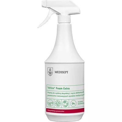 Medisept Velox Foam Extra 1L do dezynfekcji powierzchni ze spryskiwaczem