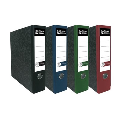 Pořadač pákový A4, 8 cm - Mramorově černá s červeným pruhem