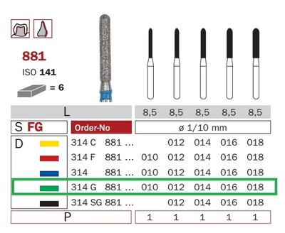 Diaswiss 881 zelená, 6ks/balení - 010 mm