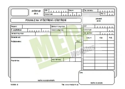 Poukaz na vyšetření – ošetření A5 nelep. 80, 100 ks v balení