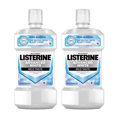 Listerine Advanced White Mild Taste ústní voda 2x500 ml