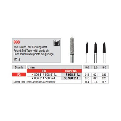 Diamant s vodícím čepem FG 998.021SG (5ks/bal)