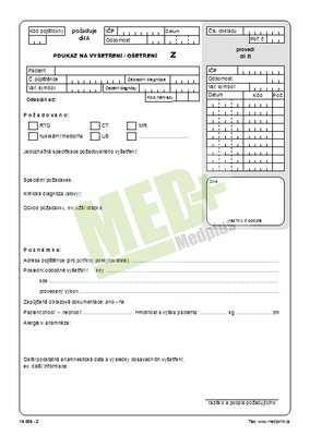 Poukaz na vyšetření – ošetření Z A4 nelep. 80, 100 ks v balení