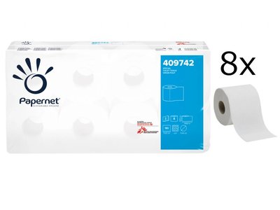 PAPERNET toaletní papír, 2-vrstvá celulóza, 180 útržků návin 20 m - 8 rolí