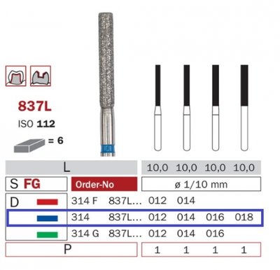 Diaswiss 837L modrá, 6ks/balení - 018 mm