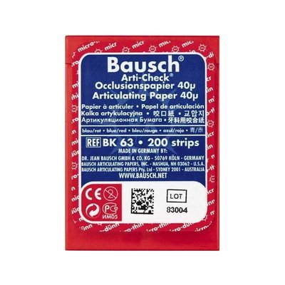 Kalka artykulacyjna BK63 I-Form 40u niebiesko-czerwona 200szt Bausch