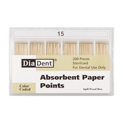 Papír.čepy DiaDent 015 kalibrované, kón. 2%
