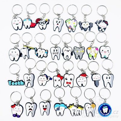 Přívěsky na klíče gumové zoubky, 30 ks