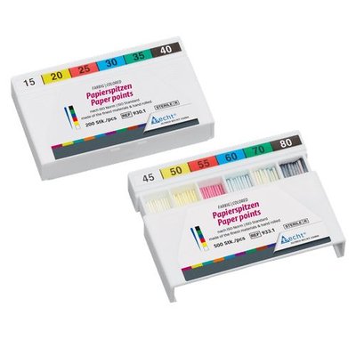 Čepy gutaperč. Becht, celobarevné, ISO 45-80