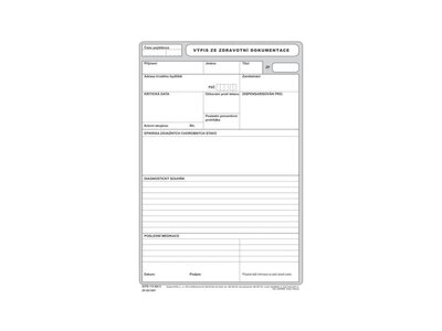 Výpis ze zdravotní dokumentace ZP-82 – blok 100 listů