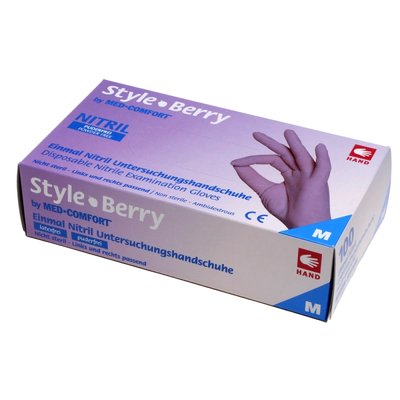 Vyšetřovací rukavice Style nitril, nepudrované, Berry, 100 ks - M
