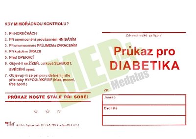 Průkaz diabetika neléčeného inzulínem, 100 ks v balení