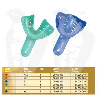 Łyżki wyciskowe plastikowe Pro Lock - ortodontyczne fig.2 rozm.XS dolne op 10szt jednorazowe pomarańczowe