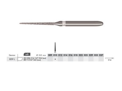 Diamant - kónický špičatý FG M 010 (6ks)