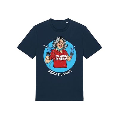 Tričko pánské krátký rukáv modré s potiskem "Jedu plomby" vel. L