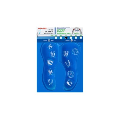 Formówki poliestrowe przedtrzonowce górne 10szt - 10 sztuk koron do odbudowy przedtrzonowców górnych: Ząb 15&25:Rozmiar 85 KOD: 15&25-85