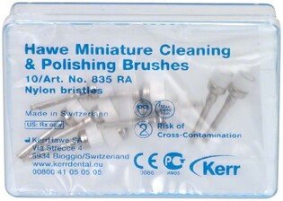 Hawe szczoteczki nylonowe kielich duży biały 10szt/op. Miniature Cleaning & Polishing, 835/10 okrągłe z mandrelką na kątnicę