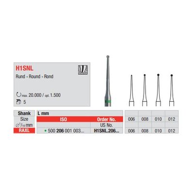 Vrtáček tvrdokovový tvar H1SNL 206RAXL/6mm (5ks/bal)