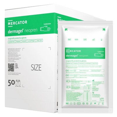 Rękawiczki sterylne neoprenowe-syntetyczne b/pudr Mercator - WARIANTY