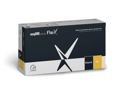 Nitrilové rukavice (bez pudru) easyCARE FLEX, černé, 100 ks - Velikost: M