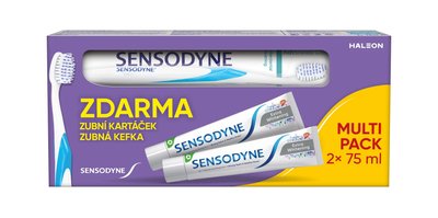 Sensodyne Extra Whitening zubní pasta 2×75 ml + zubní kartáček