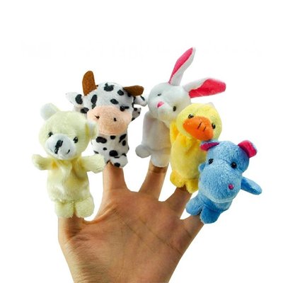 Plyšový maňásek na prst 3 ks, různé motivy