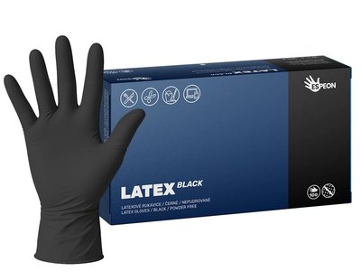 Latexové rukavice LATEX BLACK 100 ks, nepudrované, černé, 5.8 g - Velikost: L
