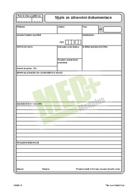 Výpis ze zdravotní dokumentace, 100 ks v balení