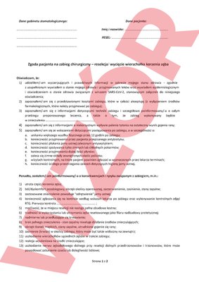 Zgoda pacjenta na zabieg resekcji 50 szt.