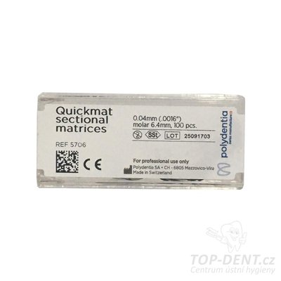 Polydentia Quickmat matrice sekční kovové 0,04mm (výška 6,4mm), 100ks