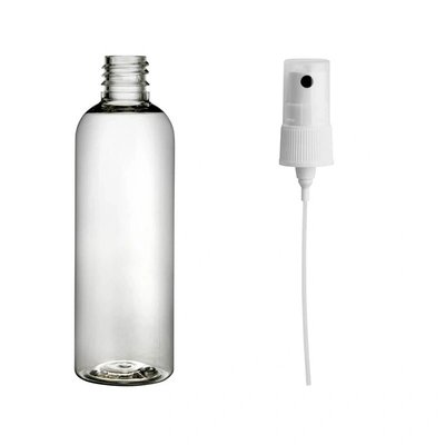 Plastová lahvička čirá s bílým kosmetickým rozprašovačem BETA, 100 ml