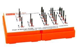 Meisinger zestaw wierteł do preparacji pod korony i inlay"e 17 wierteł + kasetka