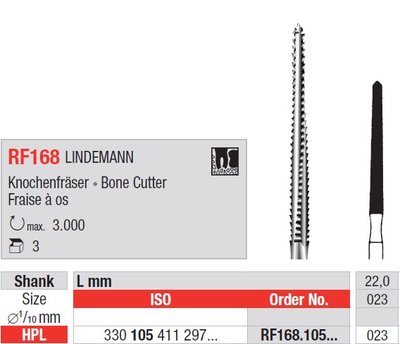Edenta RF168 - chirurgický oceľový nástroj, Lindemann bone cutter - 3 ks