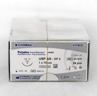 POLYDOX monofilament DS 25, 3,5 EP - 0 USP, 1 x 75 cm, 24 ks