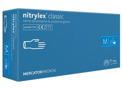 Vyšetřovací rukavice NITRYLEX CLASSIC modré, 100ks, nepudrované