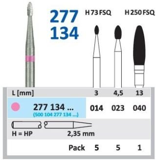 HORICO tvrdokovová fréza - vajíčko 1,4 mm