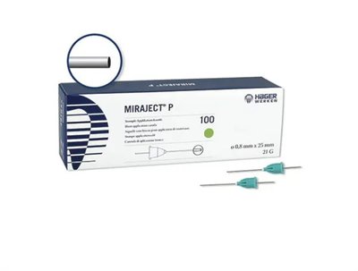 Miraject P karpulové jehly tupé 0,8x25mm G21, 100ks zelené