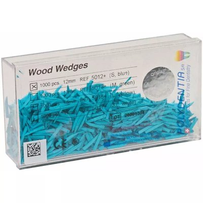 Kliny drewniane Polydentia S Turkusowe 100szt