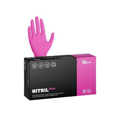 Nitrilové rukavice NITRIL IDEAL vel.M 100 ks, nepudrované, magenta, 3.5 g