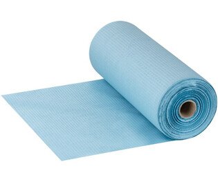 Śliniaki ORBIS papierowo-foliowe na rolce 80szt. wiązane niebieskie, 61x53cm PE-folia