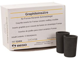 Schmelztiegel und Einsätze - Packung 6 Fornax Graphiteinsätze