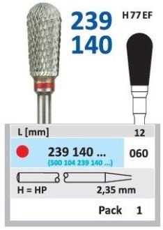 HORICO tvrdokovová fréza - hruška 6,0 mm